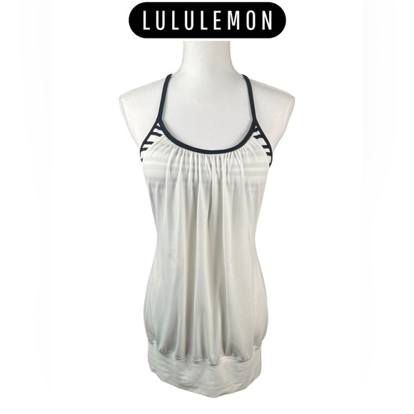 Lululemon | No Limits Tank | White / Twin Stripe Black / Black - Picture 3 of 8